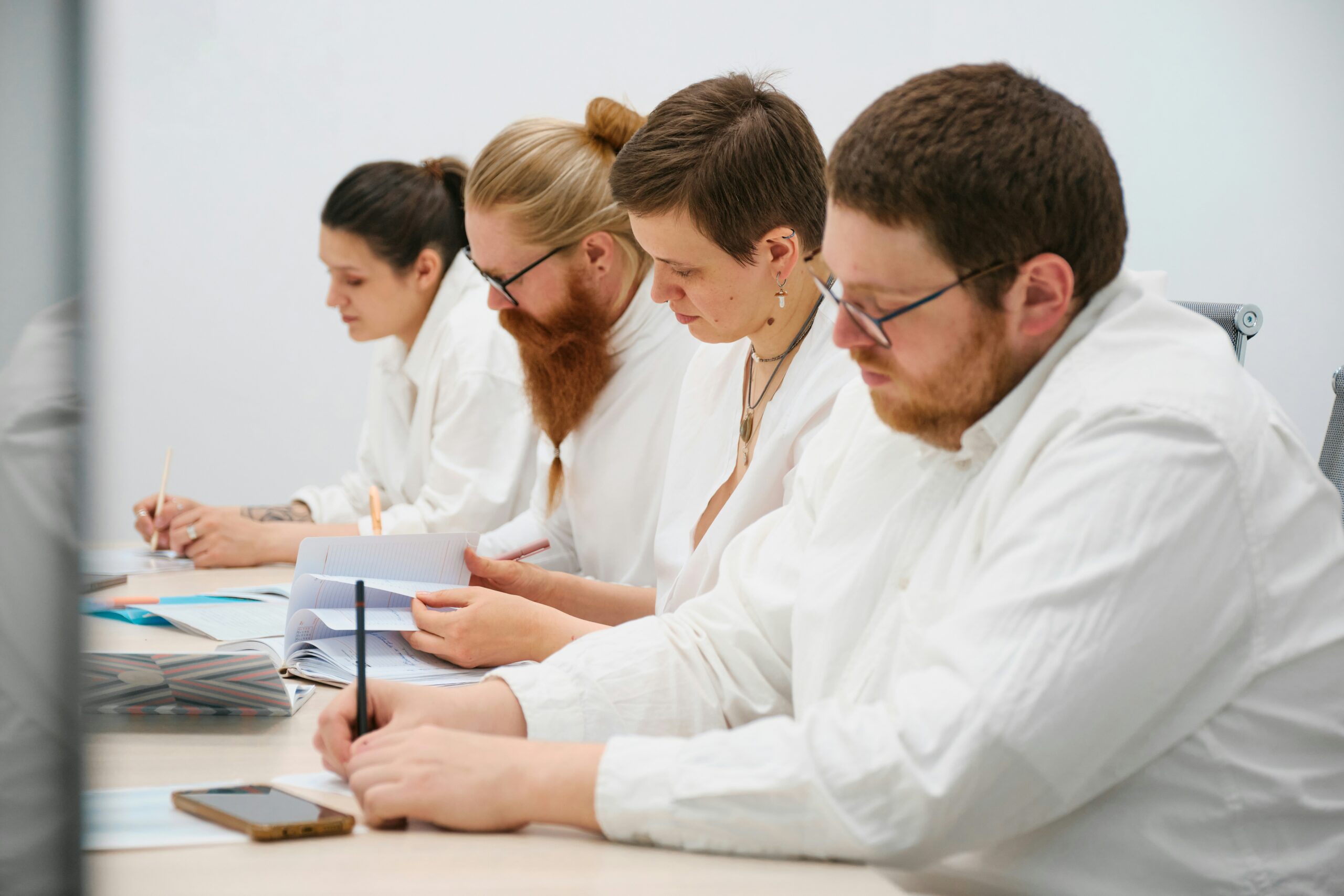 Product development team reviewing samples with a turnkey soap manufacturer