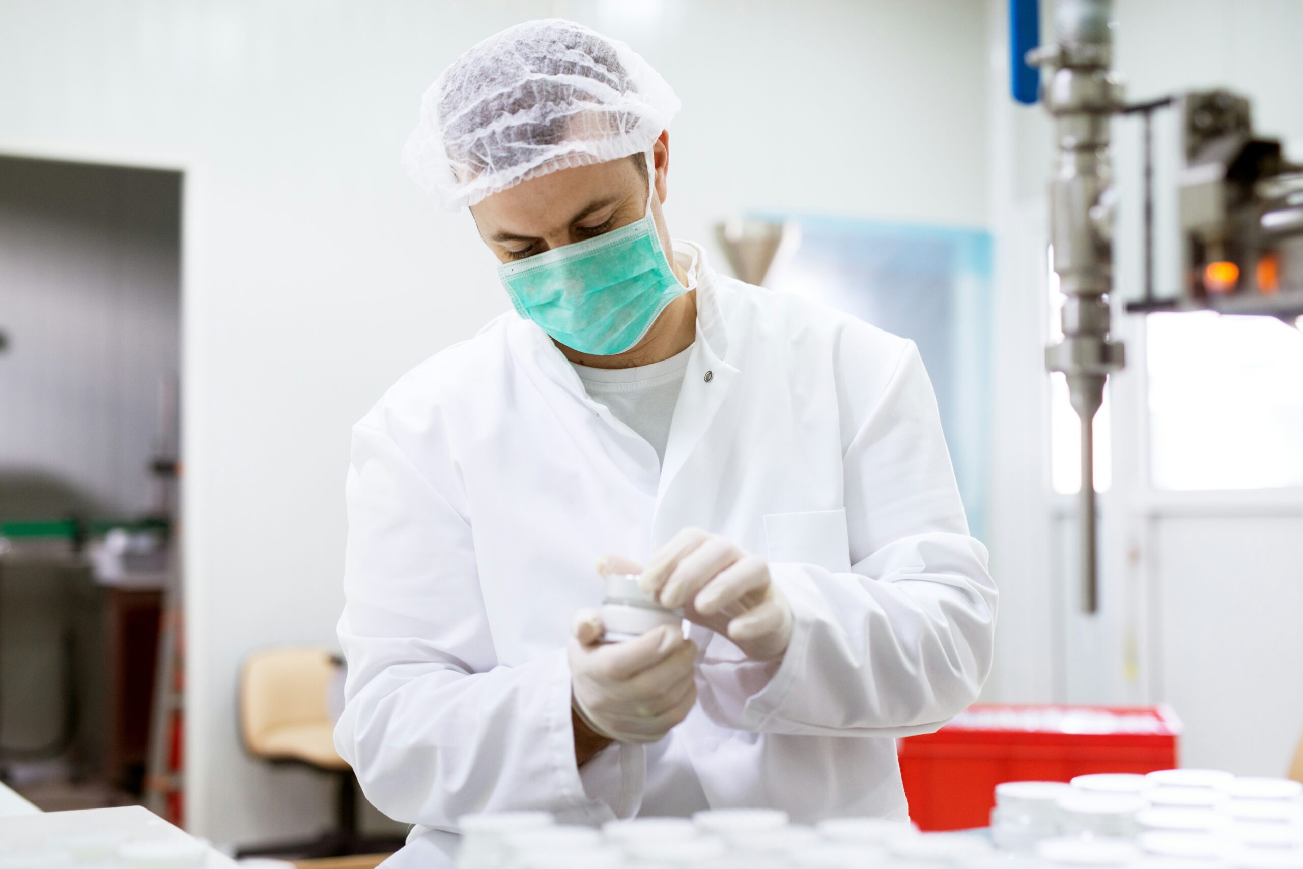 Quality control team reviewing soap samples after hot pour manufacturing